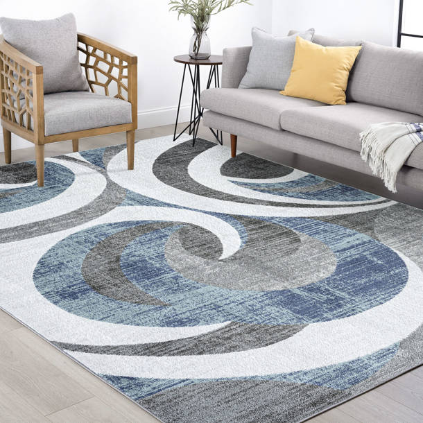 Wrought Studio Balmville Abstract Gray/Blue/White Area Rug & Reviews Wayfair